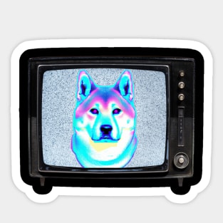 Vaporwave Shiba Inu in Television Sticker